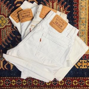 White Levi Jean shorts
